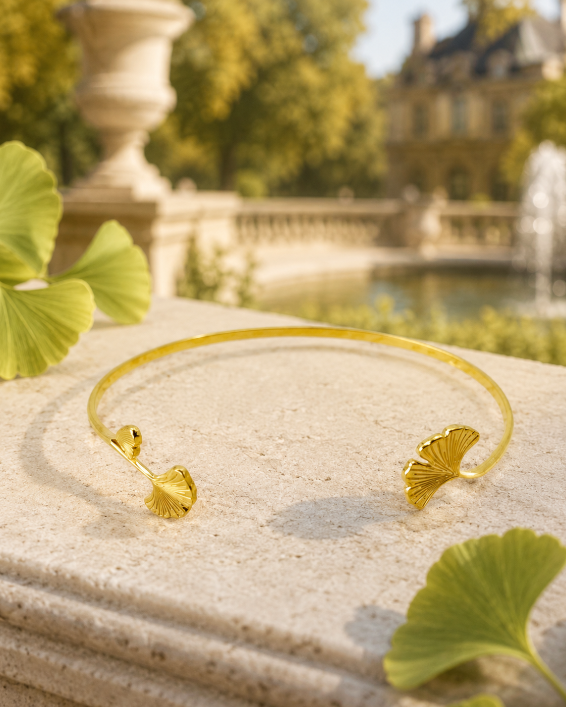 photo du bracelet Ginkgo doré posé 